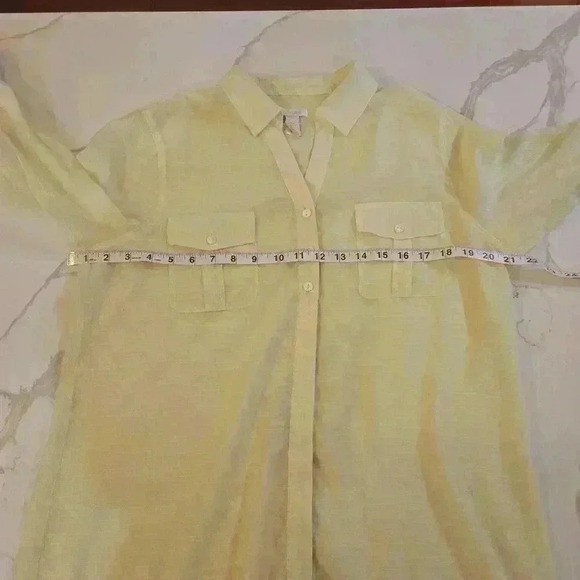 Chicos Womens Sheer Long Sleeve Button Down Shirt Light Lime Green Size Large - Picture 3 of 7